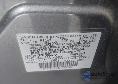 2018 Nissan Kicks Sv z USA, uszkodzony, nr VIN 3N1CP5CU9JL522704